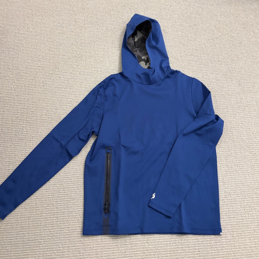 Blue Hooded Greyson Sweatshirt with Camo Lining